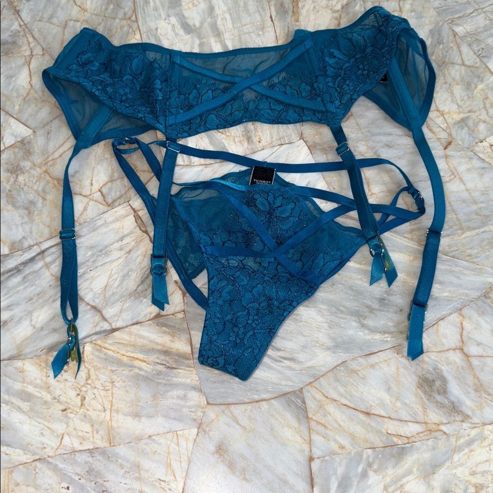 Victoria's Secret Blue Lace Lingerie Set